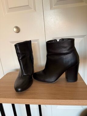 Madden Girl Black Faux Leather Block Heel Ankle Boots